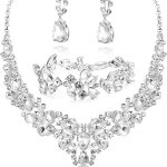LOYALLOOK Crystal Bridal Jewelry Set for Women Rhinestone Necklace Earrings Bracelet Wedding Bridesmaid Gifts fit with Wedding Dress